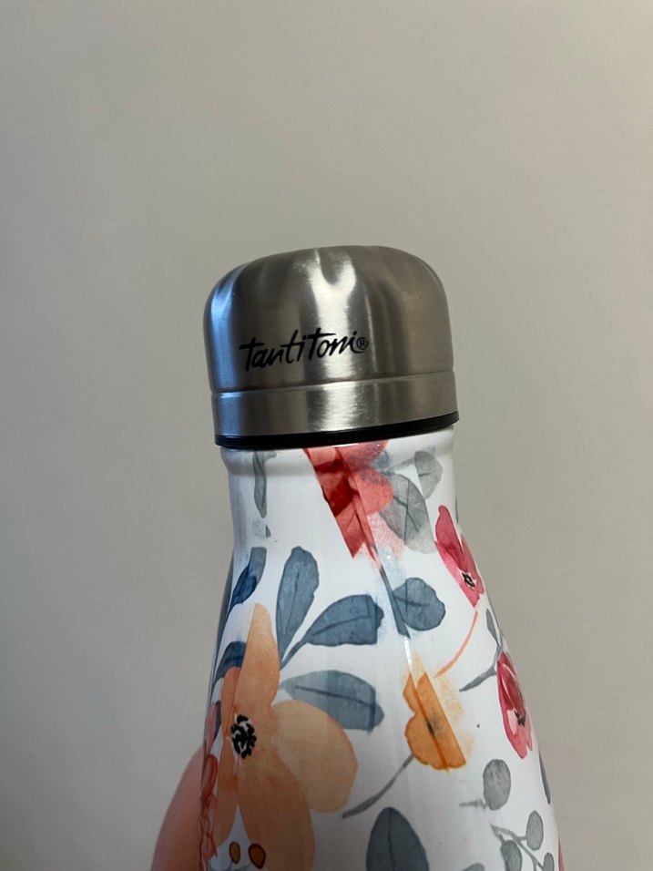 Çiçek Desenli Beyaz Termos Şişe - Görsel 2