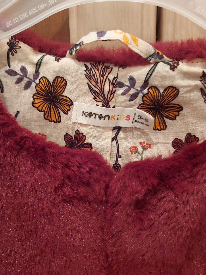 Bordo Kürklü Kolsuz Kız Yeleği - Görsel 3