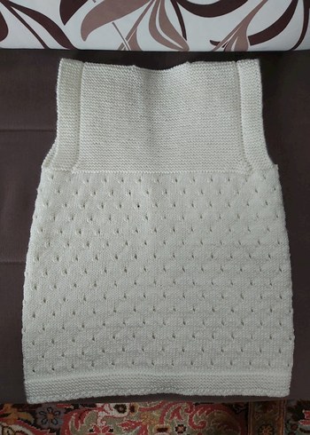 Kız Çocuk Beyaz Örgü Kolsuz Yelek - Görsel 2