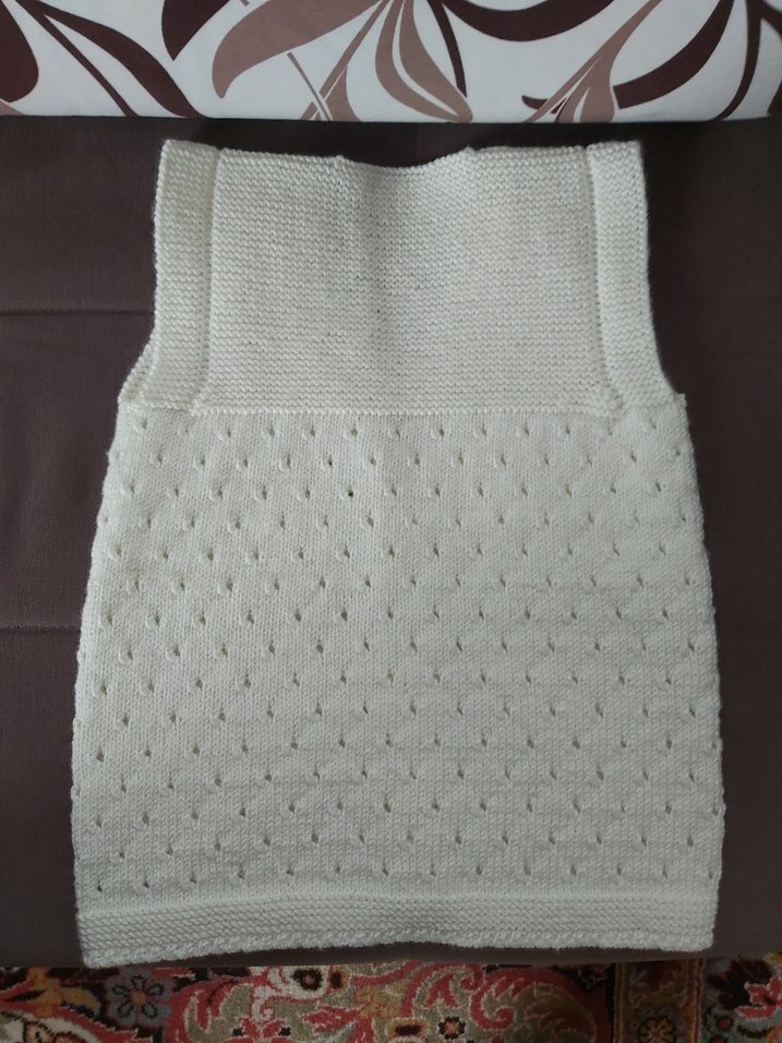 Kız Çocuk Beyaz Örgü Kolsuz Yelek - Görsel 2