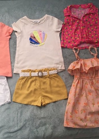 Kız Çocuk Çok Renkli Baskılı Kısa Kollu Tişörtler ve elbise - Görsel 2