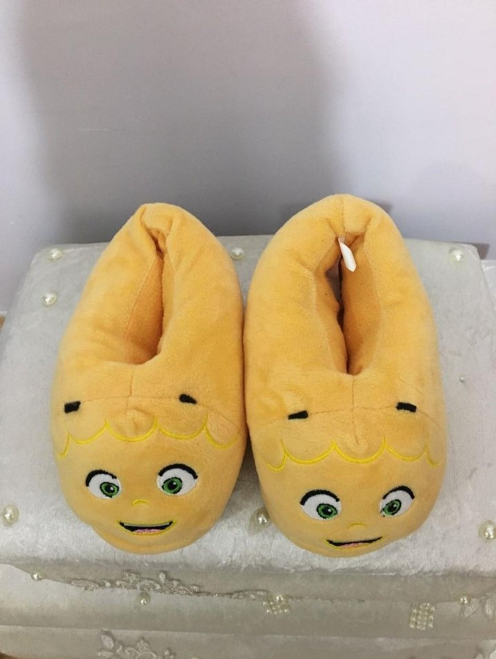 Kız Çocuk Sarı Nakışlı Sıcak Terlik - Görsel 2