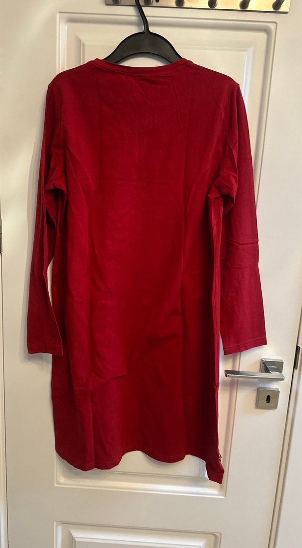 Bordo Nakışlı Uzun Kollu  Gecelik - Görsel 4