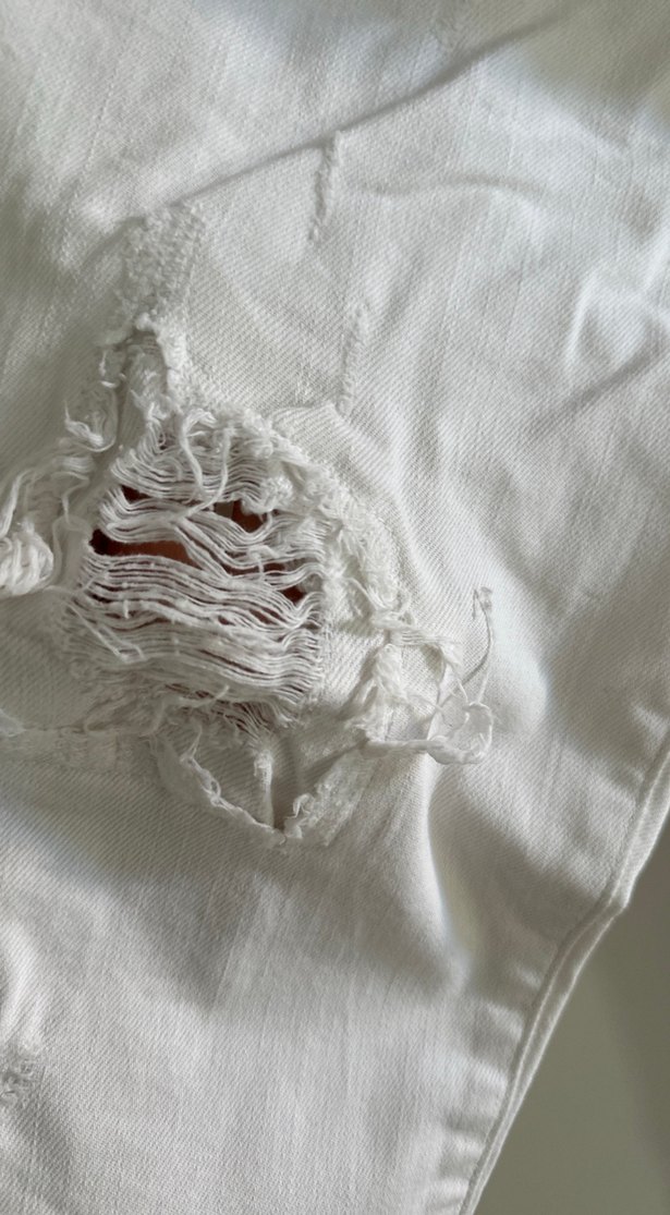 Düğmeli Beyaz Kadın Kot Pantolon - Görsel 2