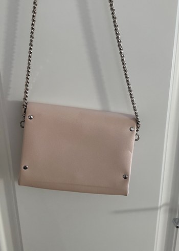 Minimalist toz pembe  Zincir Detaylı Deri Kadın Çanta - Görsel 4