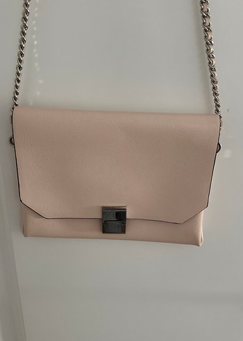 Minimalist toz pembe  Zincir Detaylı Deri Kadın Çanta - Görsel 2