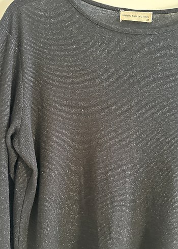 Siyah Uzun Kollu Kadın Tunik,kendinden simli - Görsel 2