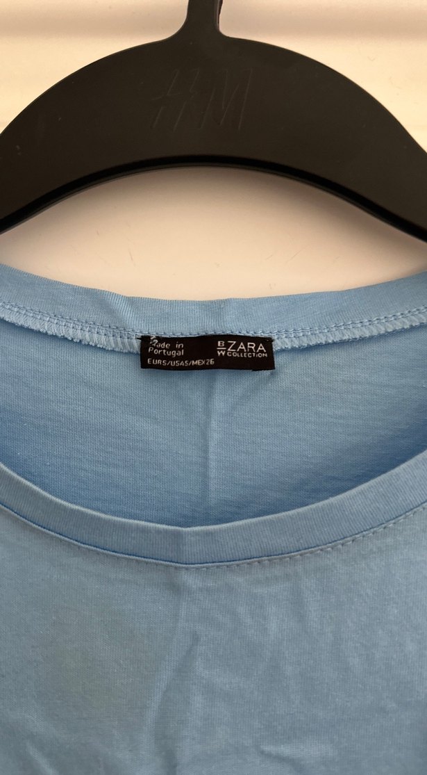 Kadın Mavi Kısa Kollu Fırfırlı Tişört - Görsel 2