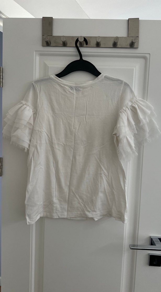 Kadın Beyaz Fırfırlı penyeKısa Kollu Bluz - Görsel 4