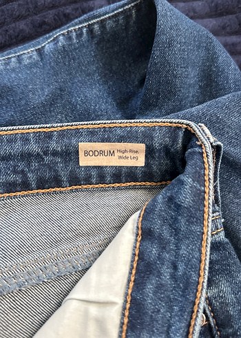 Lacivert Bol Kesim Midi Kadın Kot Pantolon - Görsel 4