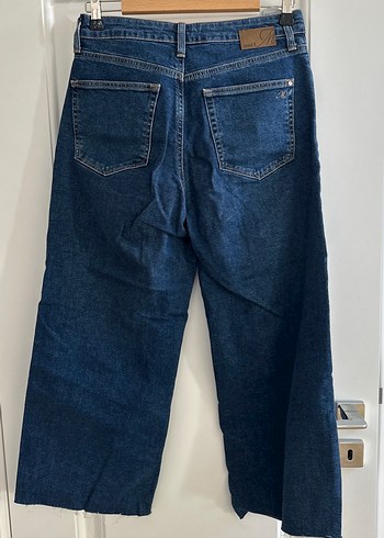 Lacivert Bol Kesim Midi Kadın Kot Pantolon - Görsel 3