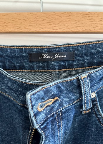 Lacivert Bol Kesim Midi Kadın Kot Pantolon - Görsel 2