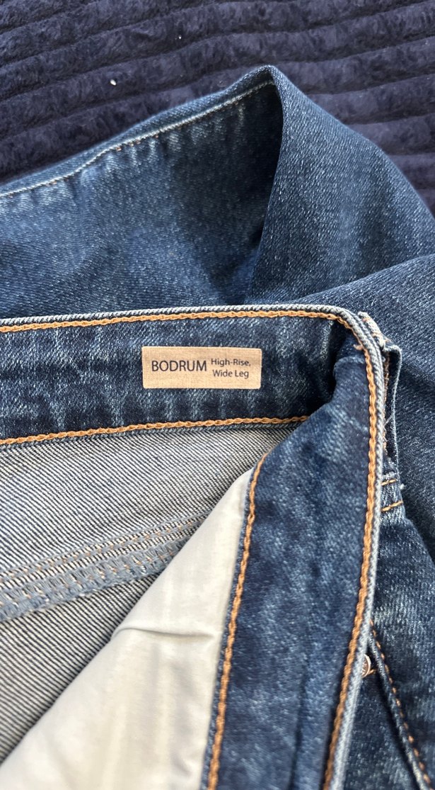 Lacivert Bol Kesim Midi Kadın Kot Pantolon - Görsel 4