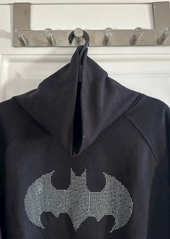 Kadın  siyahYüksek ,dökümlü  Yaka Sweatshirt - Görsel 3