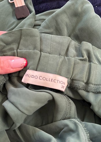 Kemerli Yeşil Keten Kadın Pantolon - Görsel 4