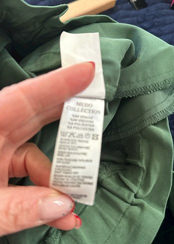 Kemerli Yeşil Keten Kadın Pantolon - Görsel 5