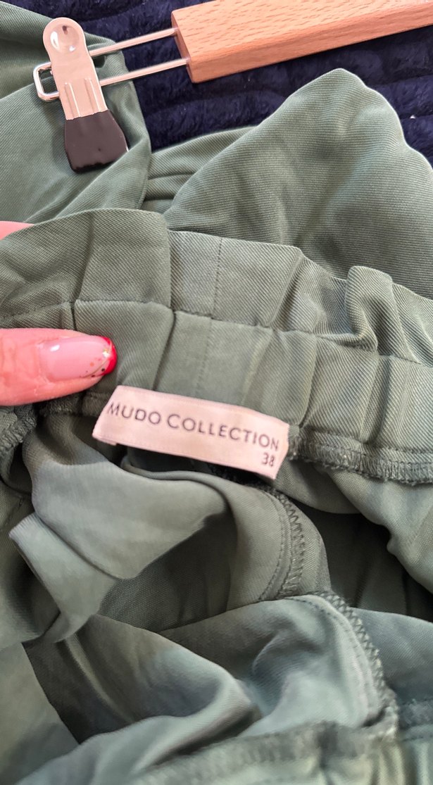 Kemerli Yeşil Keten Kadın Pantolon - Görsel 4