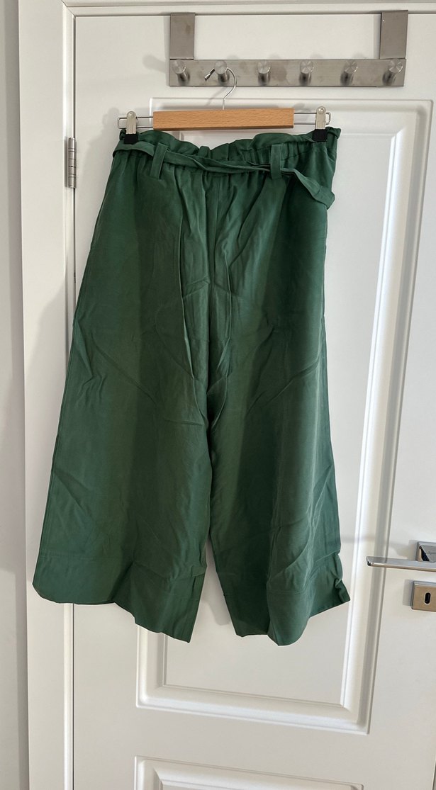 Kemerli Yeşil Keten Kadın Pantolon - Görsel 3