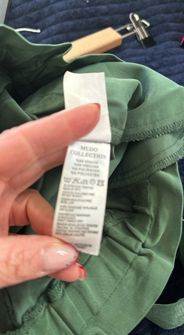 Kemerli Yeşil Keten Kadın Pantolon - Görsel 5