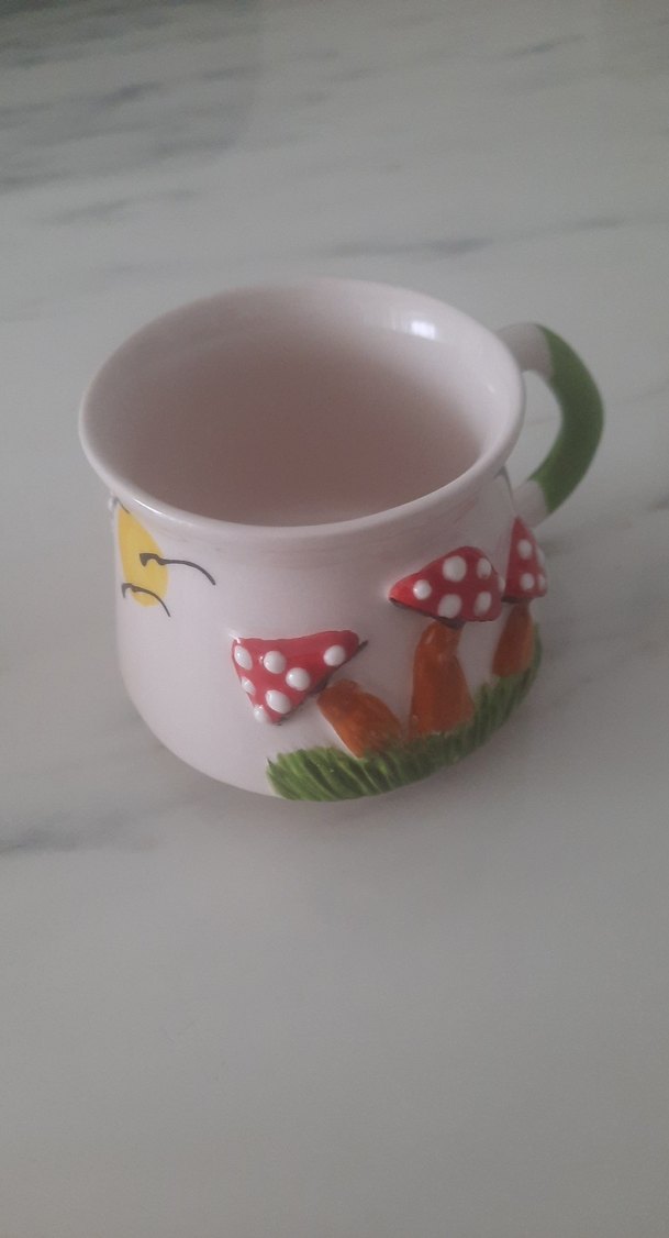 Renkli Mantar Desenli Seramik Kupa - Görsel 2