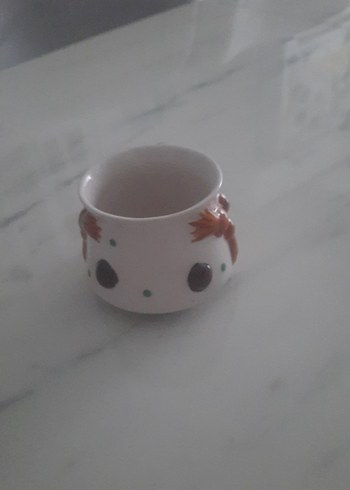 Renkli Desenli Beyaz Seramik Kupa - Görsel 2