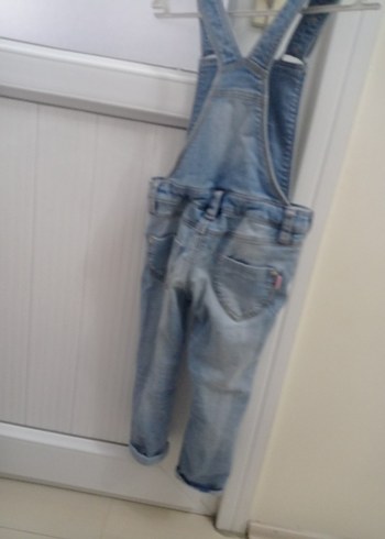 Kız Çocuk Mavi Nakışlı Denim Tulum - Görsel 2