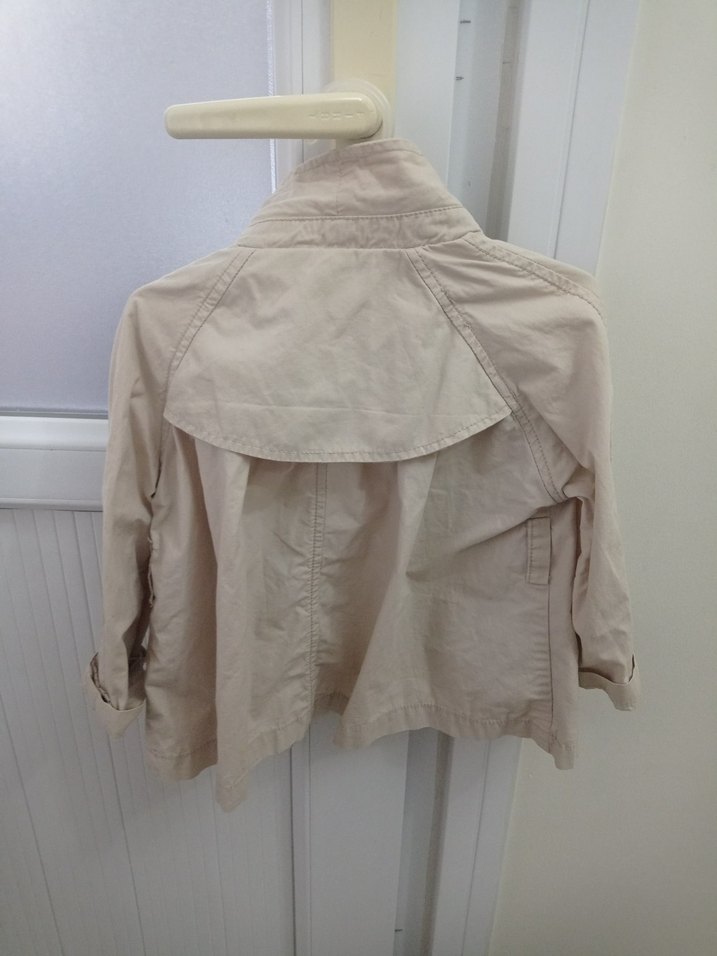 Kız Çocuk Bej Düğmeli Keten Ceket - Görsel 2