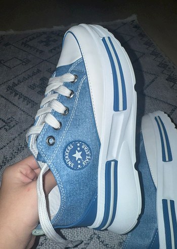 Kadın Mavi Denim Platform Spor Ayakkabı - Görsel 4