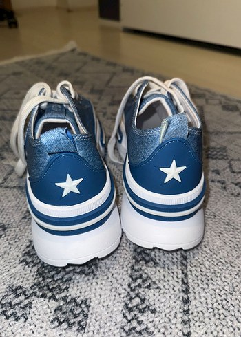 Kadın Mavi Denim Platform Spor Ayakkabı - Görsel 3