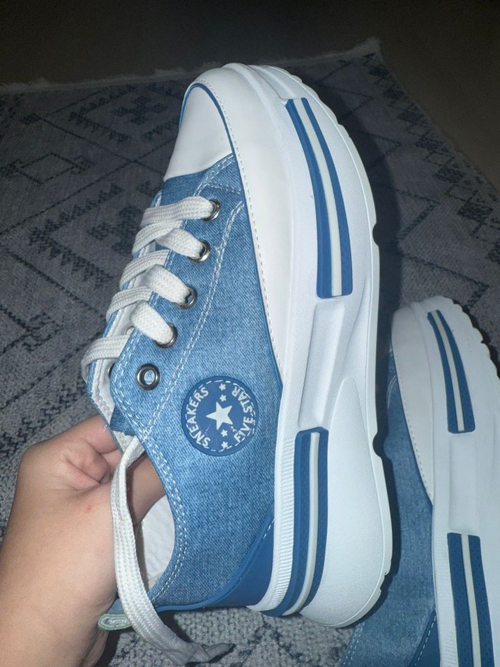 Kadın Mavi Denim Platform Spor Ayakkabı - Görsel 4