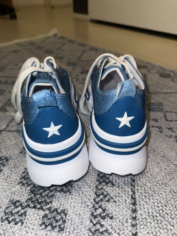 Kadın Mavi Denim Platform Spor Ayakkabı - Görsel 3