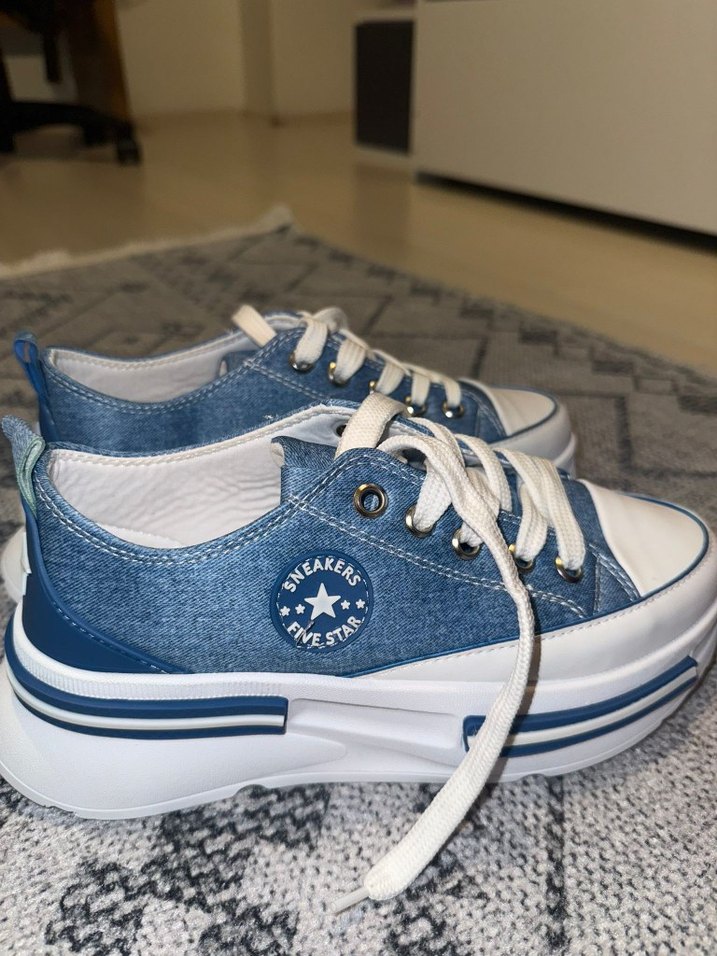 Kadın Mavi Denim Platform Spor Ayakkabı - Görsel 2