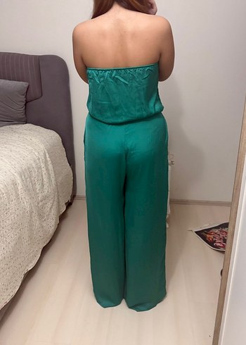 Turkuaz Straplez Kadın Tulum - Görsel 2