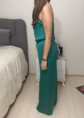 Turkuaz Straplez Kadın Tulum - Görsel 3