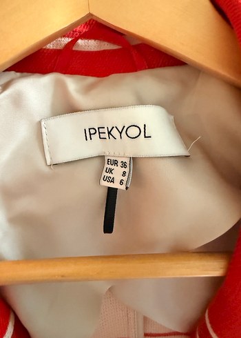 İpekyol Çizgili Kırmızı Kadın Blazer Ceket - Görsel 4