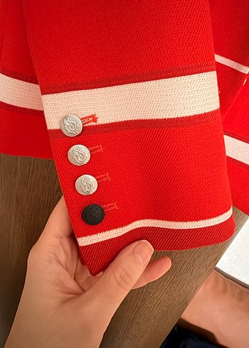 İpekyol Çizgili Kırmızı Kadın Blazer Ceket - Görsel 3