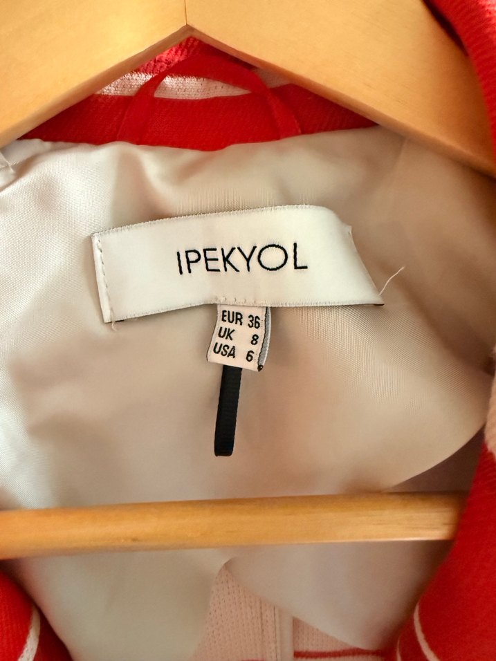 İpekyol Çizgili Kırmızı Kadın Blazer Ceket - Görsel 4