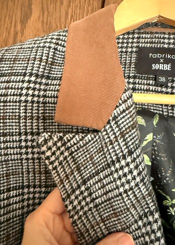 Düğmeli Kahverengi Ekose Kadın Blazer Ceket - Görsel 3