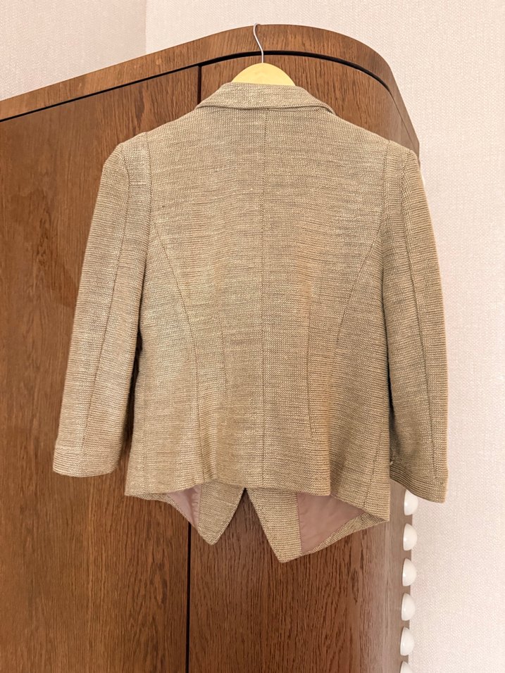 Twist Bej Düğmeli Kadın Keten Blazer Ceket - Görsel 2