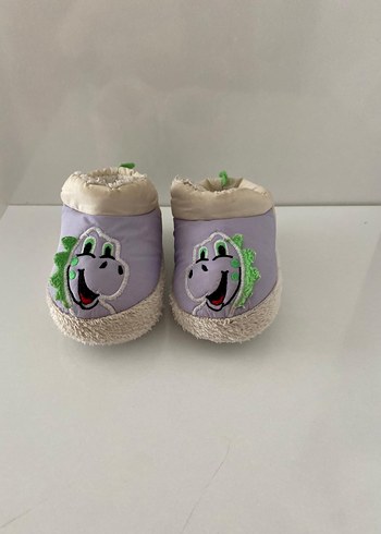 Kız Çocuk Mor Bağlamalı Desenli Sıcak Terlik - Görsel 2