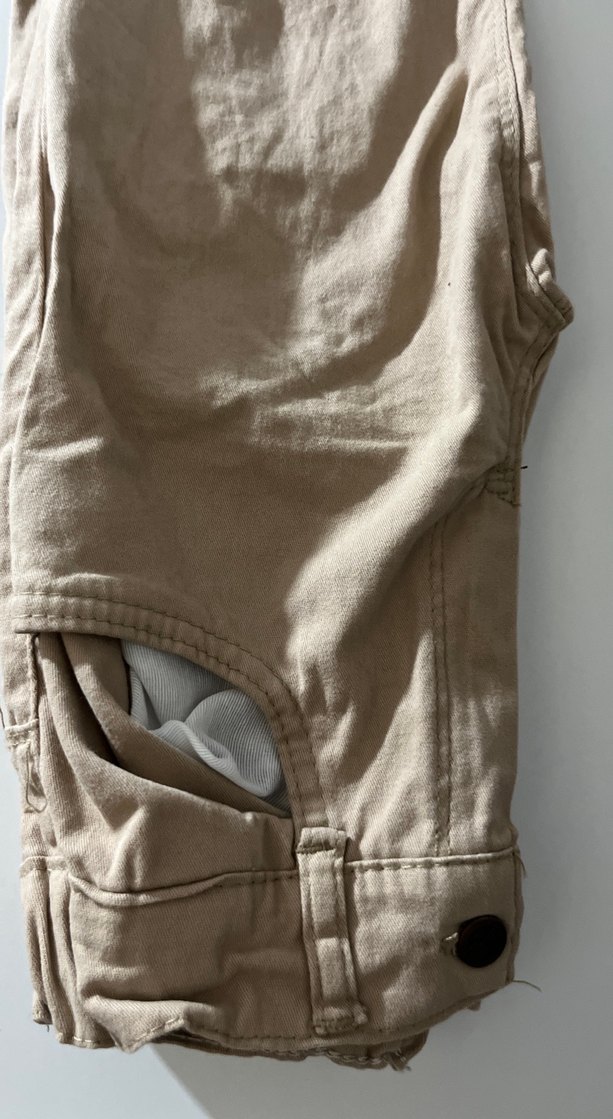 Bej Kadın Keten Kumaş Pantolon - Görsel 3