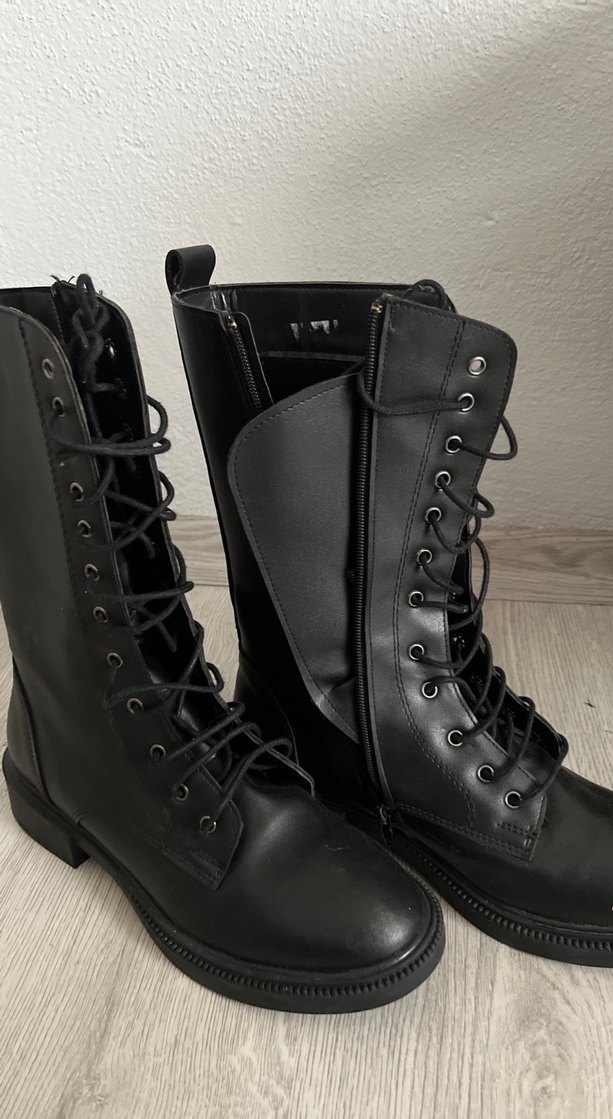 Siyah Deri Gotik Kadın Botları - Görsel 5
