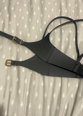 H&M Siyah Deri Görünümlü Body Kemeri - Görsel 4