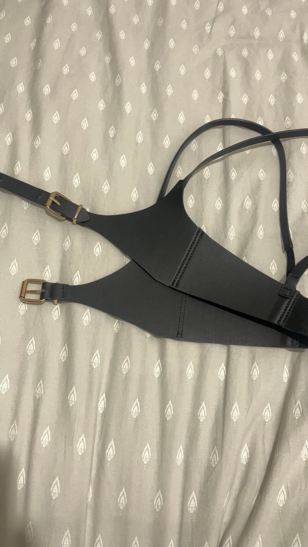 H&M Siyah Deri Görünümlü Body Kemeri - Görsel 4