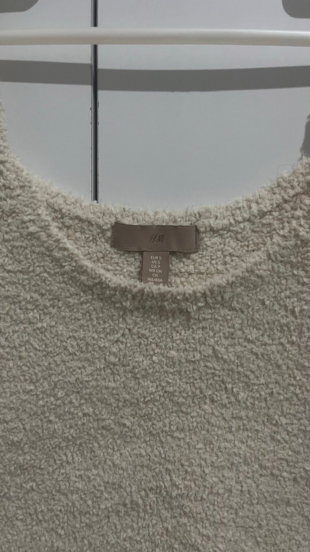 H&M Buklet Örgü Crop Top - Ekru - Görsel 2
