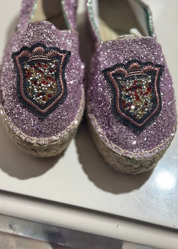 Fabrika Mor Simli Bohem Espadril Dolgu Topuklu - Görsel 6