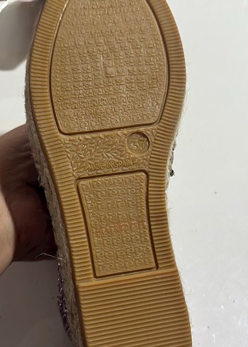 Fabrika Mor Simli Bohem Espadril Dolgu Topuklu - Görsel 4