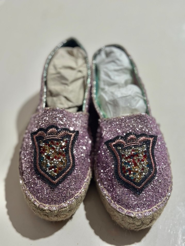Fabrika Mor Simli Bohem Espadril Dolgu Topuklu - Görsel 2