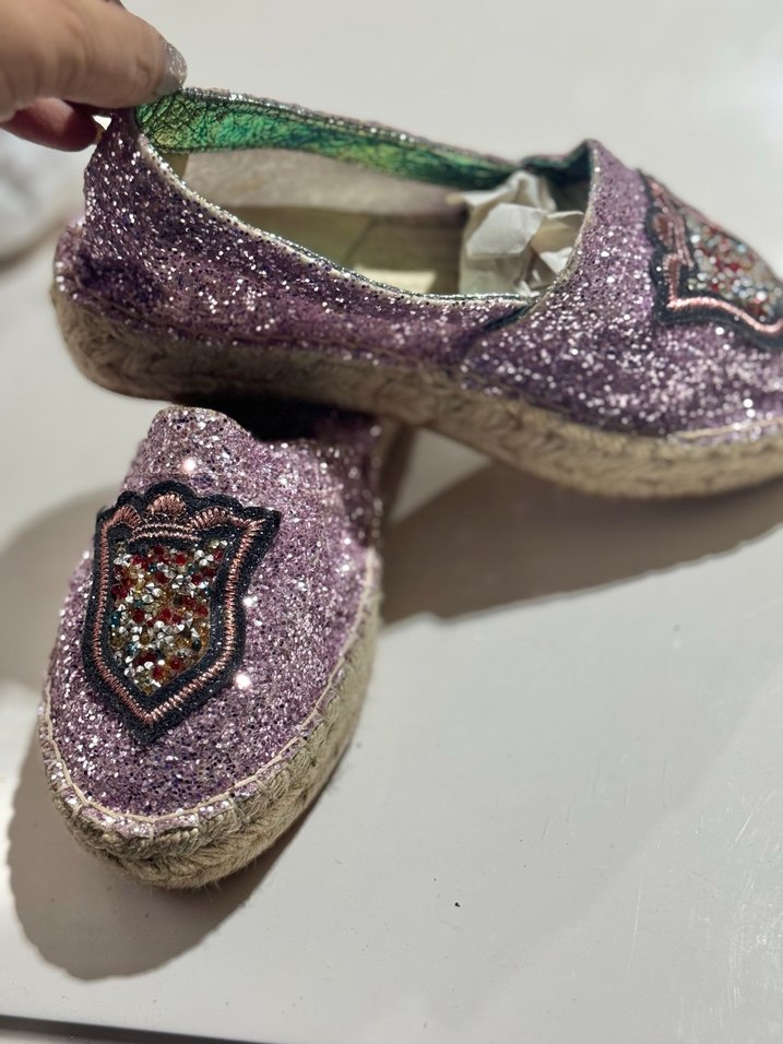 Fabrika Mor Simli Bohem Espadril Dolgu Topuklu - Görsel 5