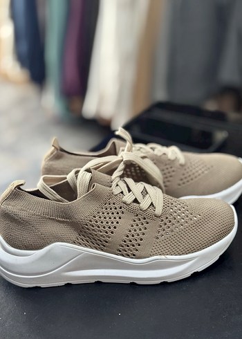 COTTON BAR Bej Bağcıklı Kadın Spor Ayakkabı - Görsel 3